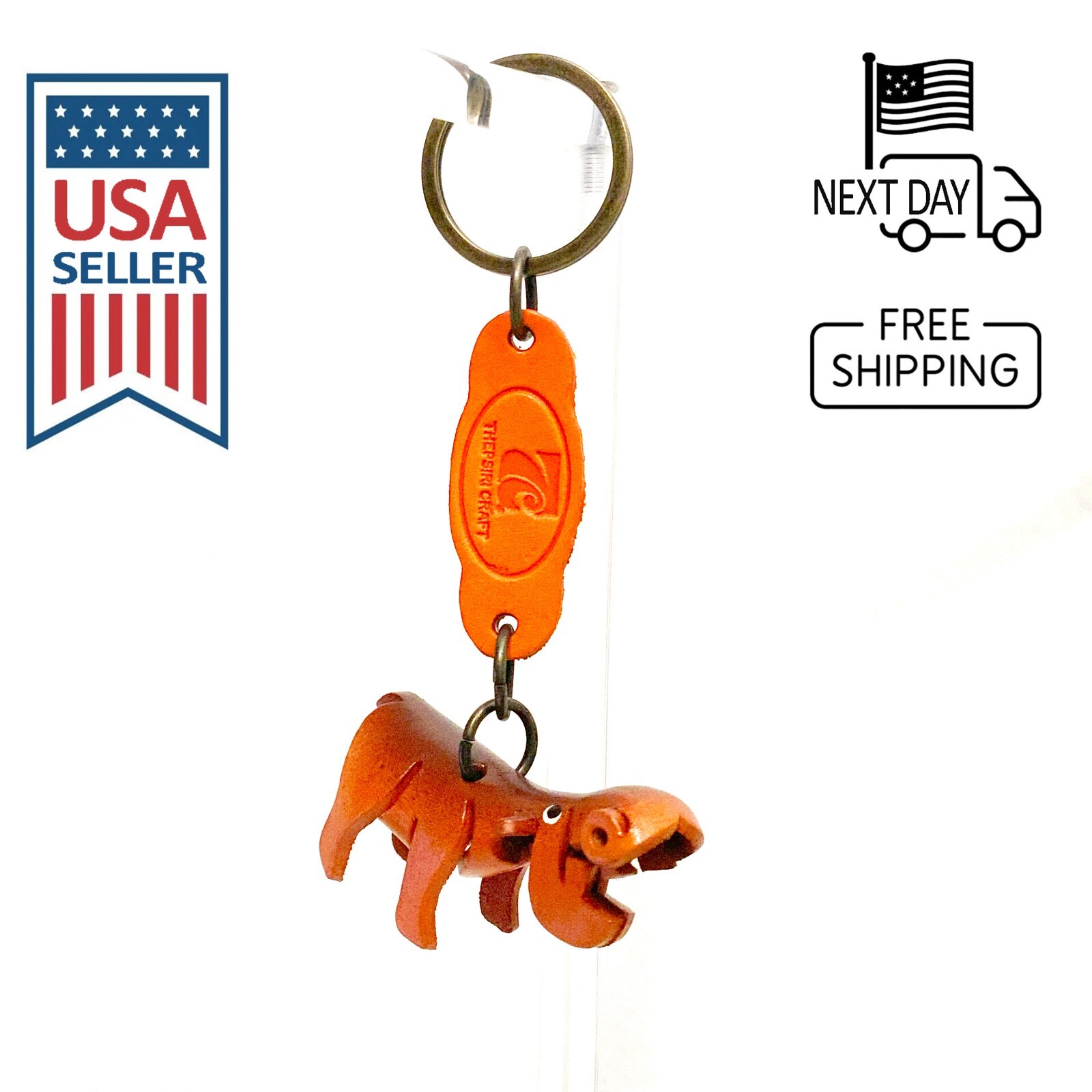 Hippo Handmade Leather Keyring