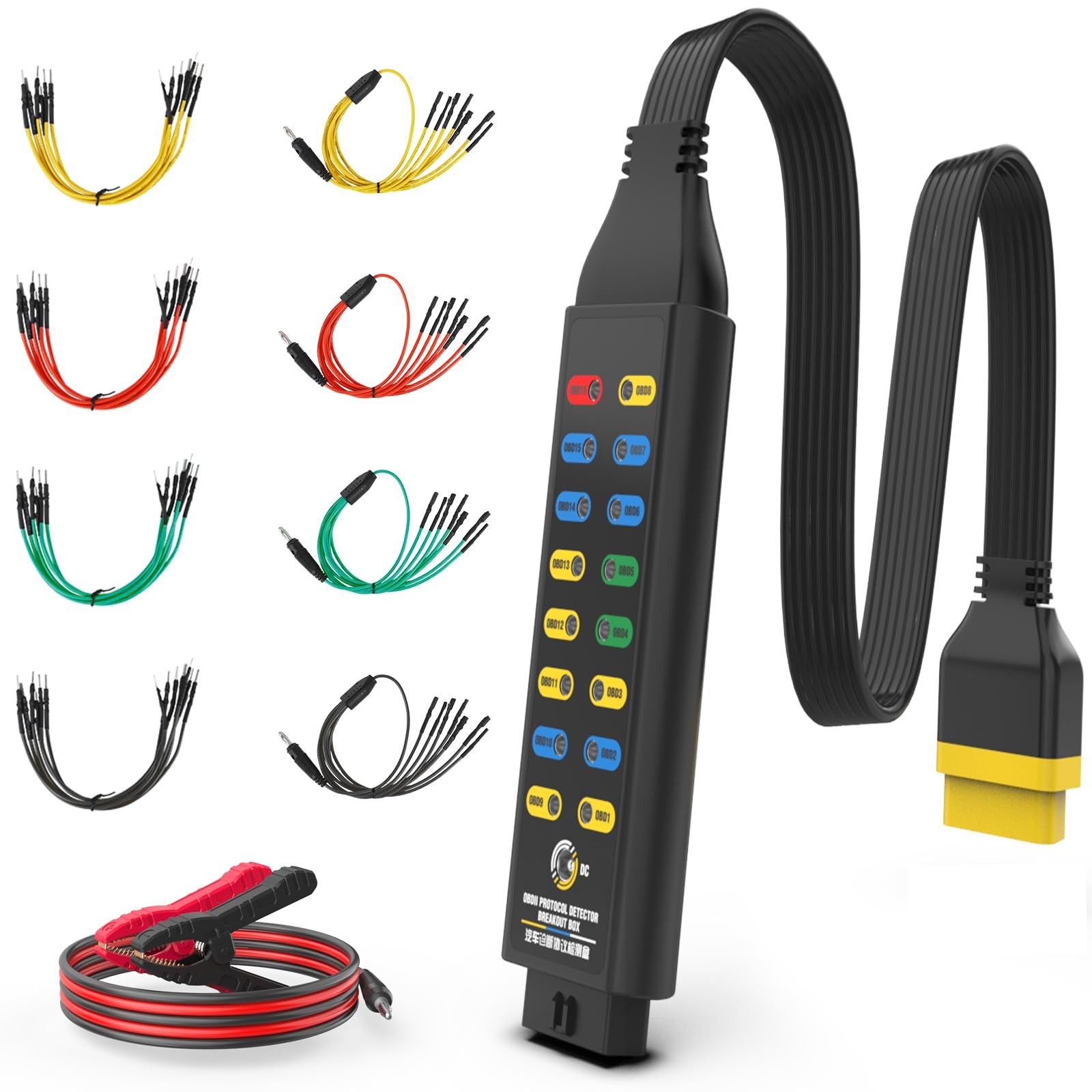 OBD2 Breakout Box Auto OBDII Protocol Detector 16Pin Diagnostic Tool Set