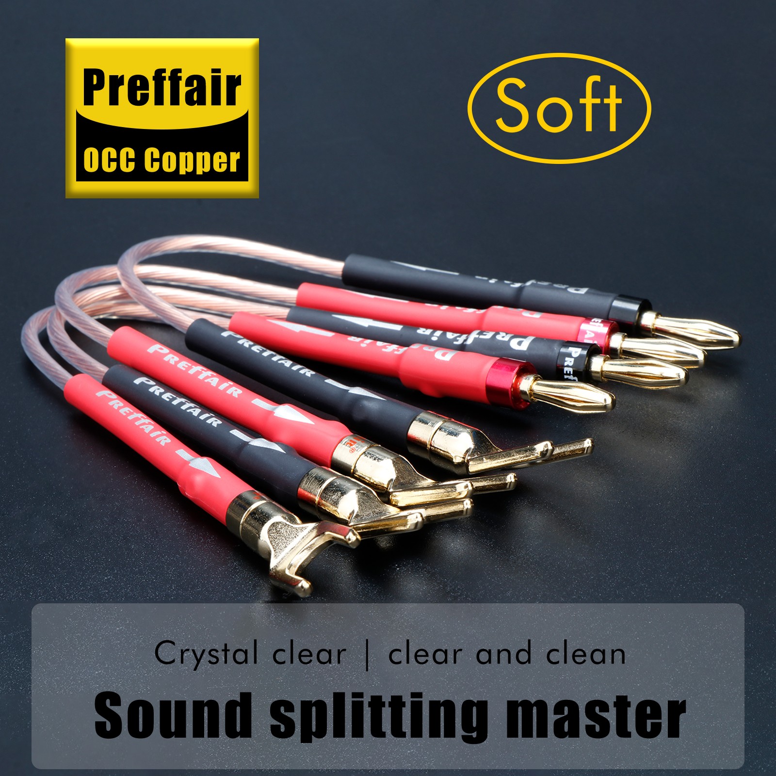 4x OCC Speaker Silver Plated Audio Speaker Bridge Jumper Cable Spade Banana Plug