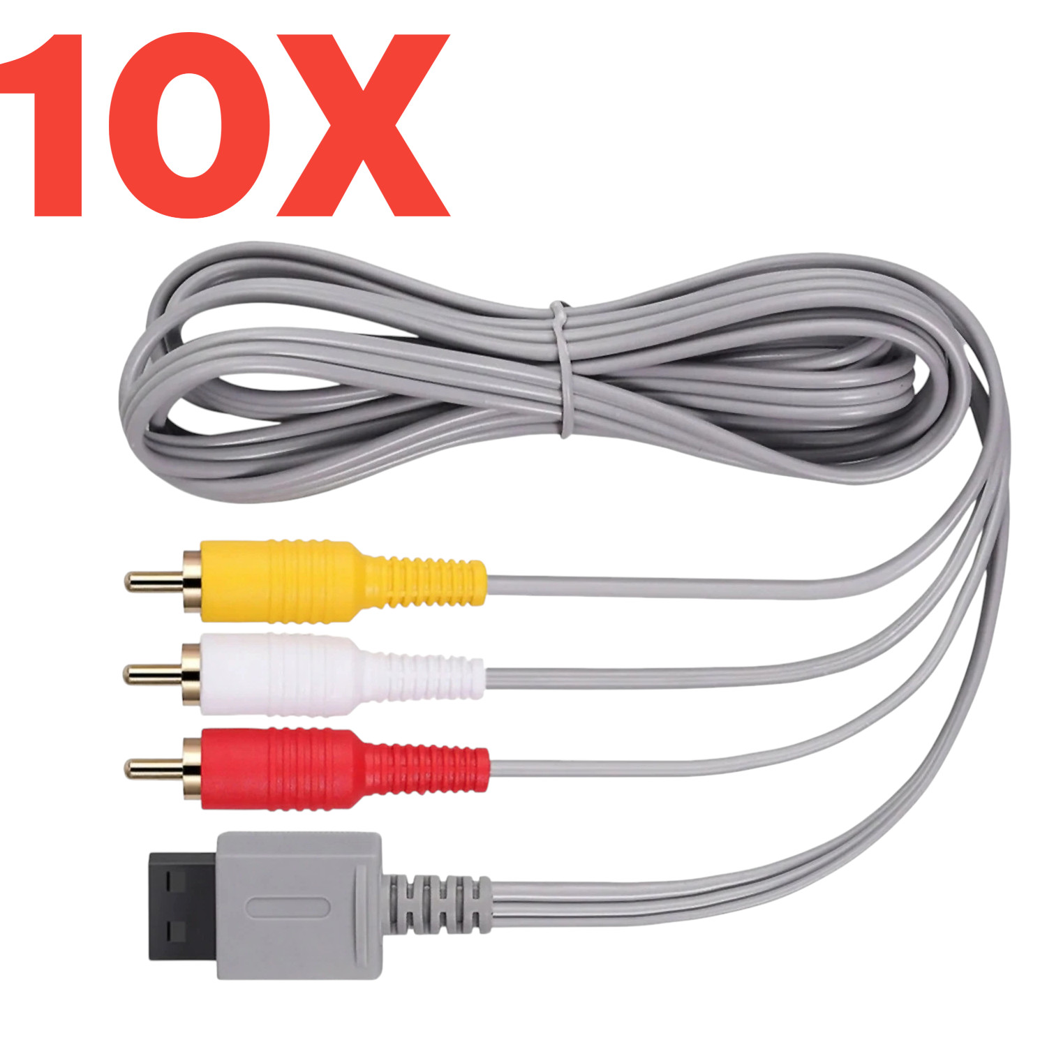 Lot of 10 Audio Video AV Composite 3 RCA Cable for Nintendo Wii Wii U