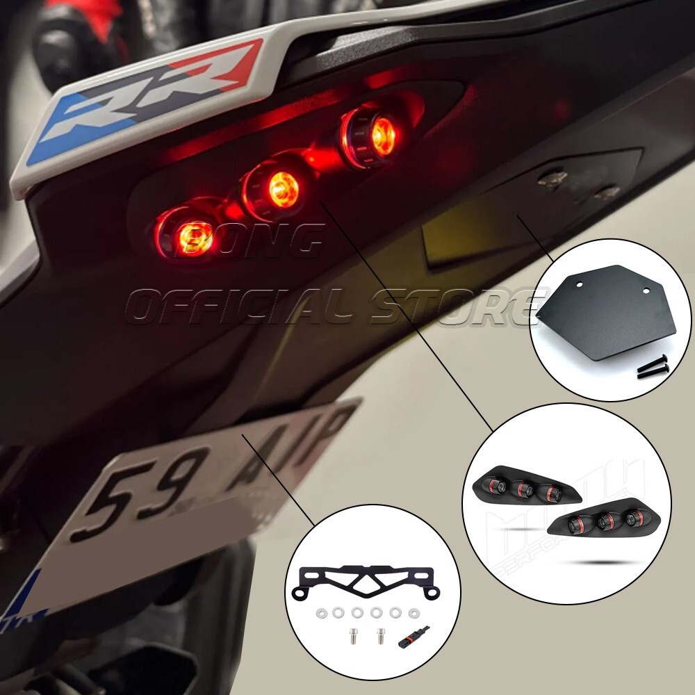 For S1000RR License Plate Holder Llow-Mount Bracket Turn Signal Tail Light 2019+
