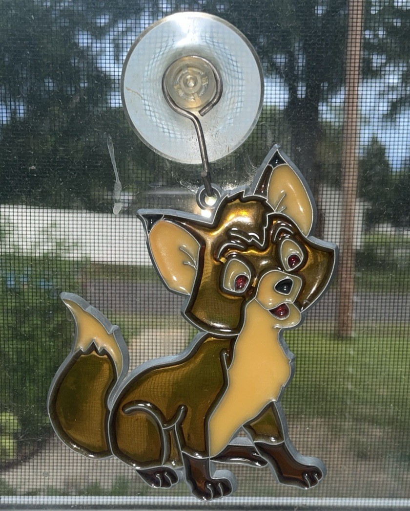 Disney Suncatcher Fox From Fox and the Hound With Clip 4.5”