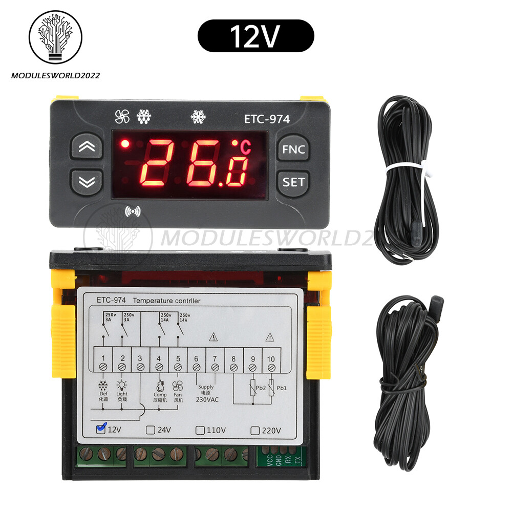DC12V 24V AC110/220V ETC-974 LCD Digital Temperature Controller Smart Thermostat