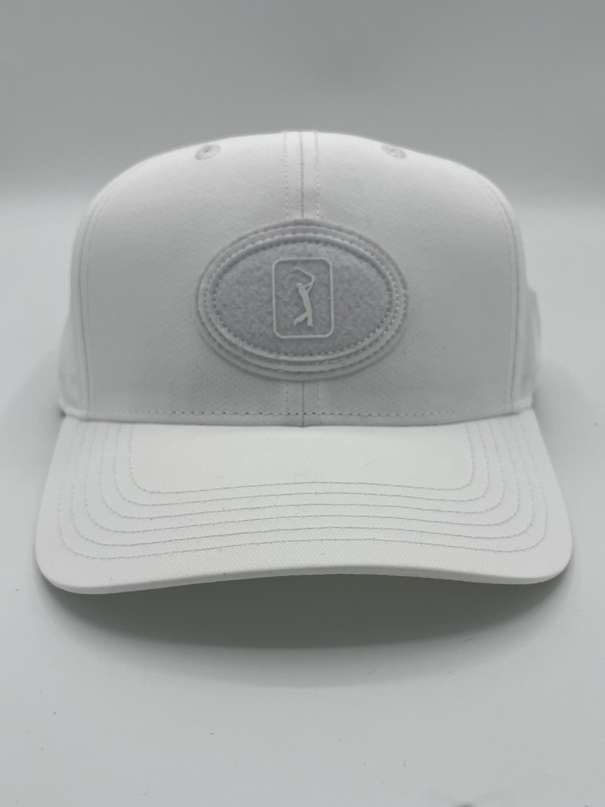 PGA Tour Golf Perforated OVAL PATCH Hat White Moisture Wicking Sweatband Cap NWT