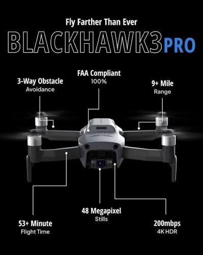 EXO Blackhawk 3 Pro Ready-to-Fly Camera Drone w/ Controller Case Accessories