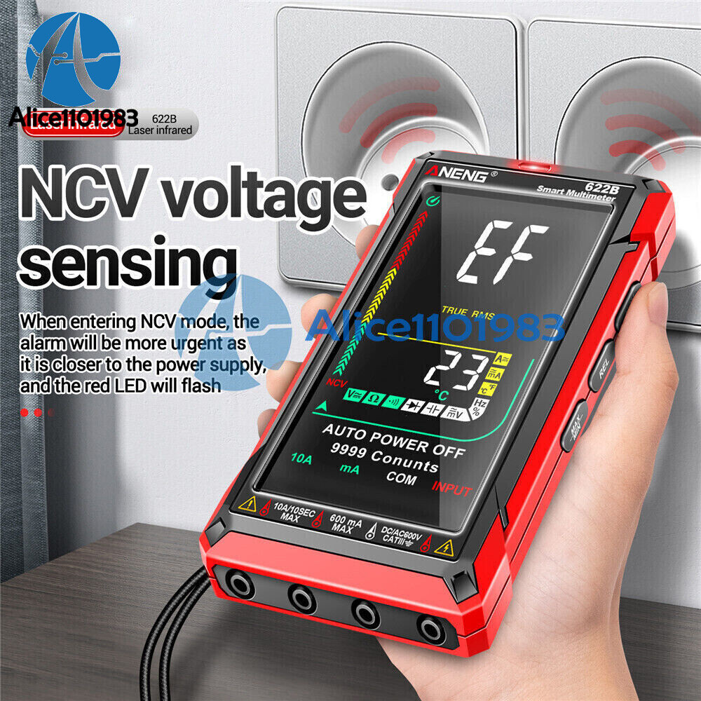 ANENG 622B Digital Smart Multimeter Auto Range DC/AC Meter infrared Laser Lamp