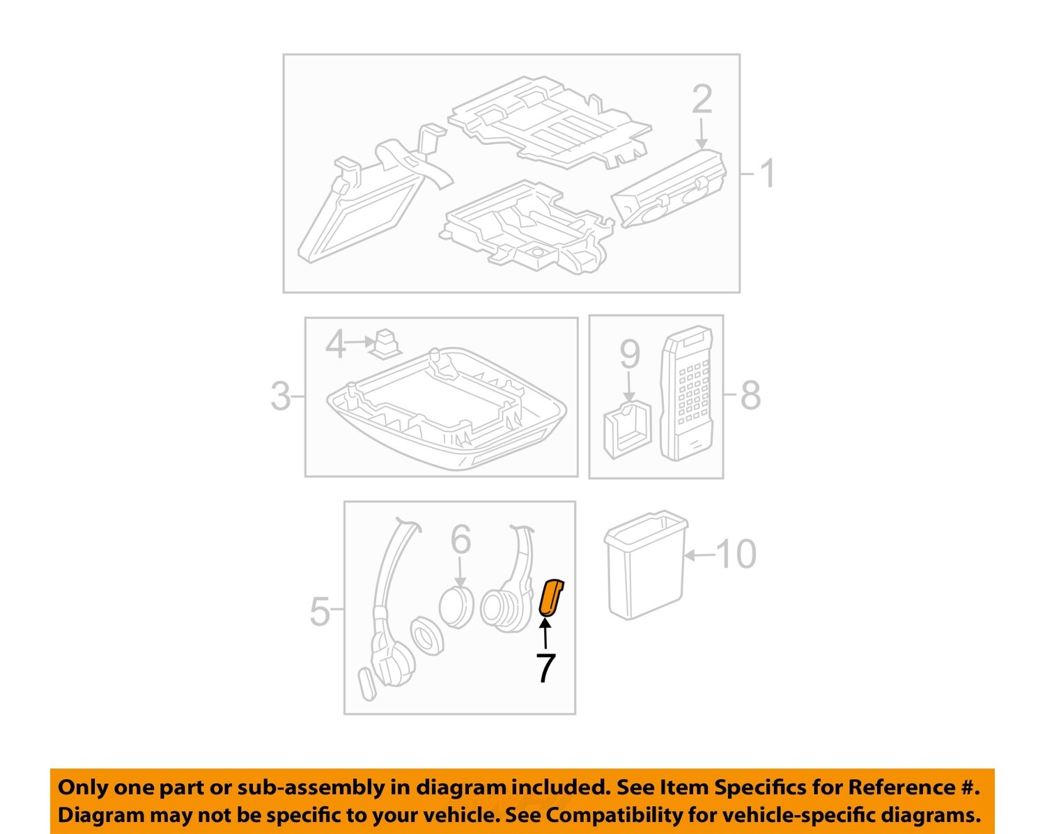 HONDA OEM 03-04 MDX Console Overhead Console-Battery Cover 39583S0XA01