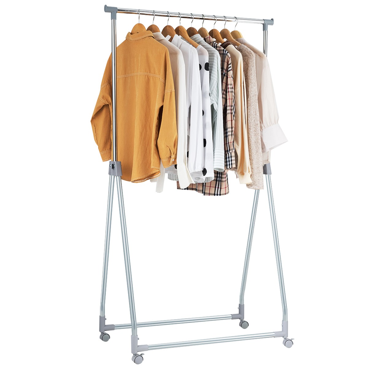 Extendable Clothing Garment Rack Heavy Duty Foldable Clothes Rack