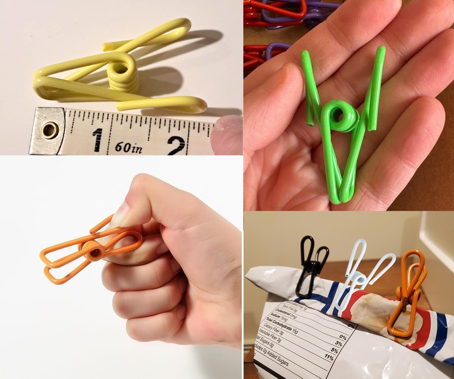 2 Inch Chip Clips Black,Steel Clothes Pins Utility PVC-Coated Steel Black