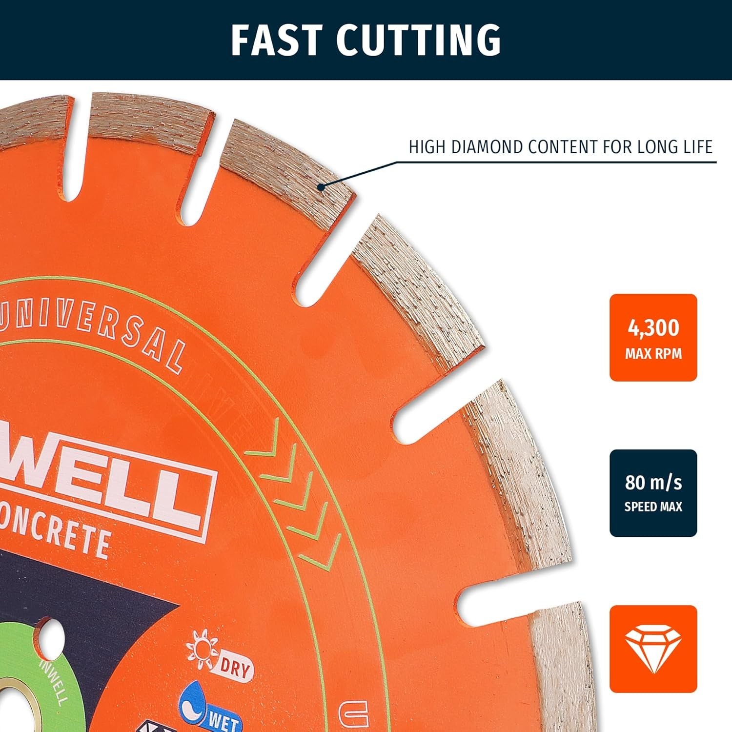 Precision 14 Inch Diamond Cutting Blade - Thin 3.55mm Design for Tough Materials