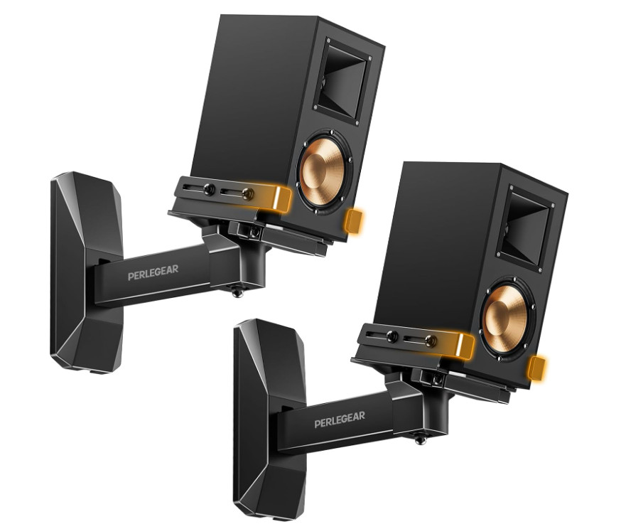Soporte pared altavoz estantería, inclinable giratorio, 25kg, par robusto
