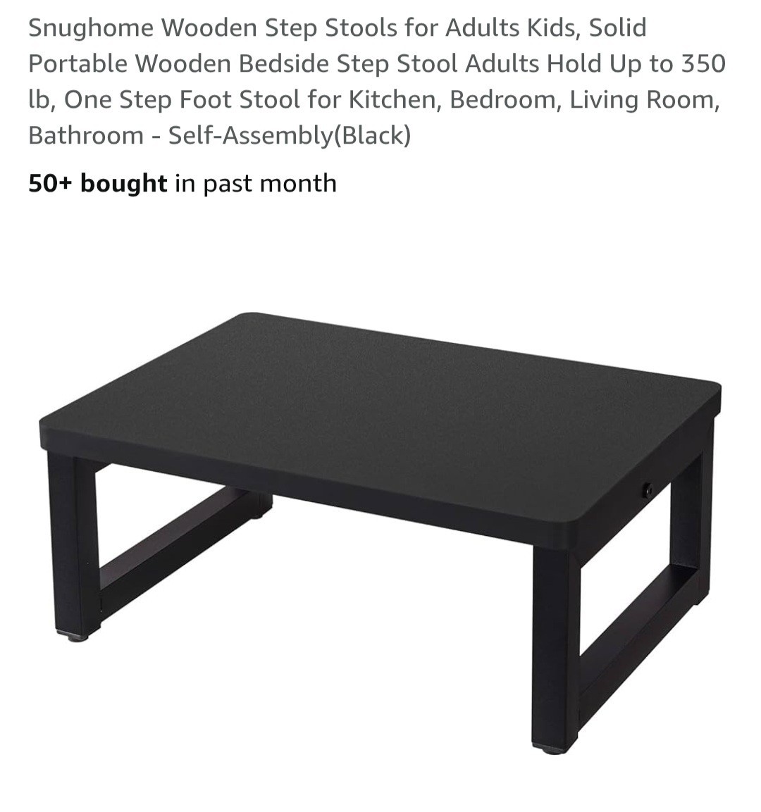 Snughome Portable Wooden Step Stool-Black-NEW IN ORIGINAL BOX-W/HARDWARE