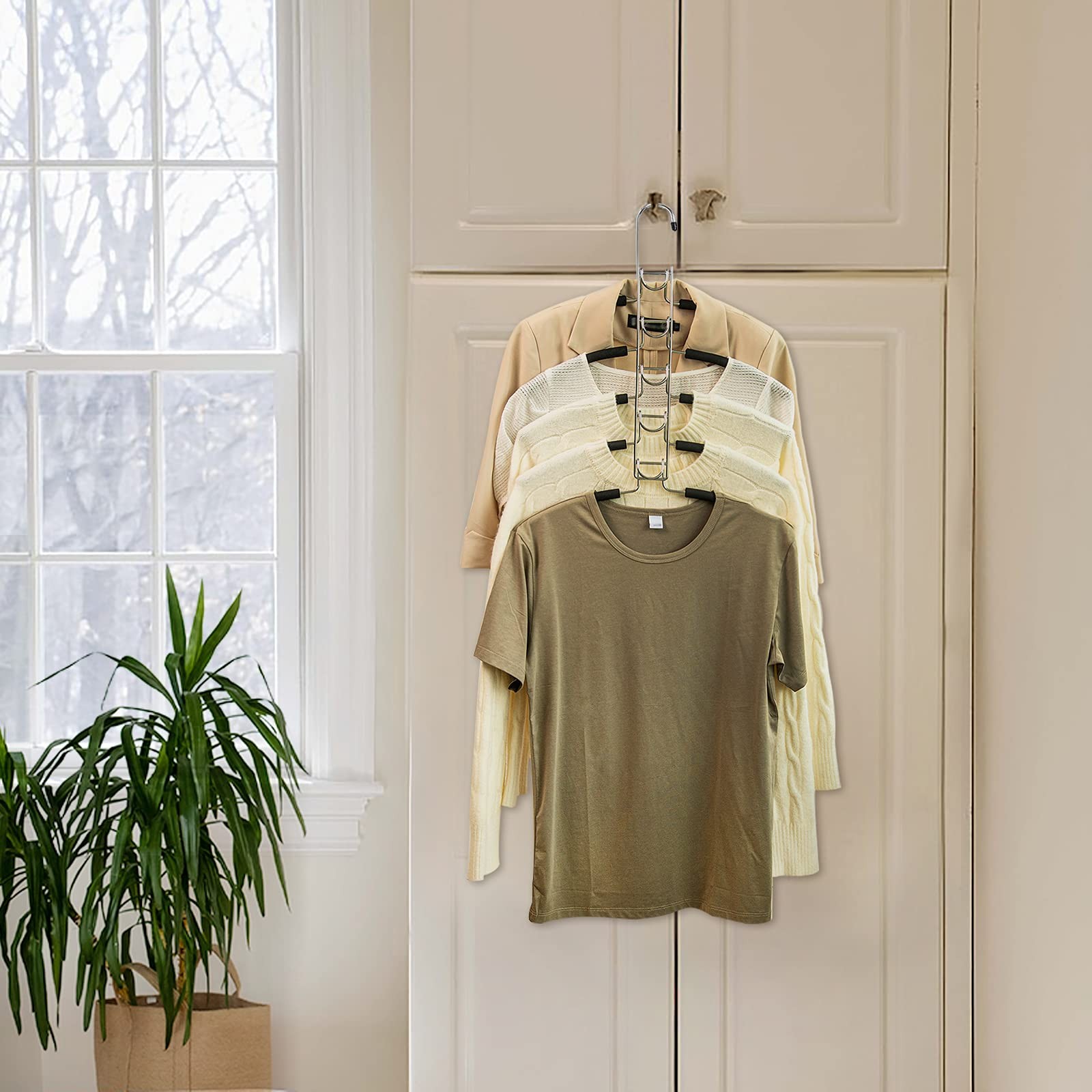 No Shoulder Bump Multiple Sweater Coat Clothes Hangers,Multi Layers Space Sav...