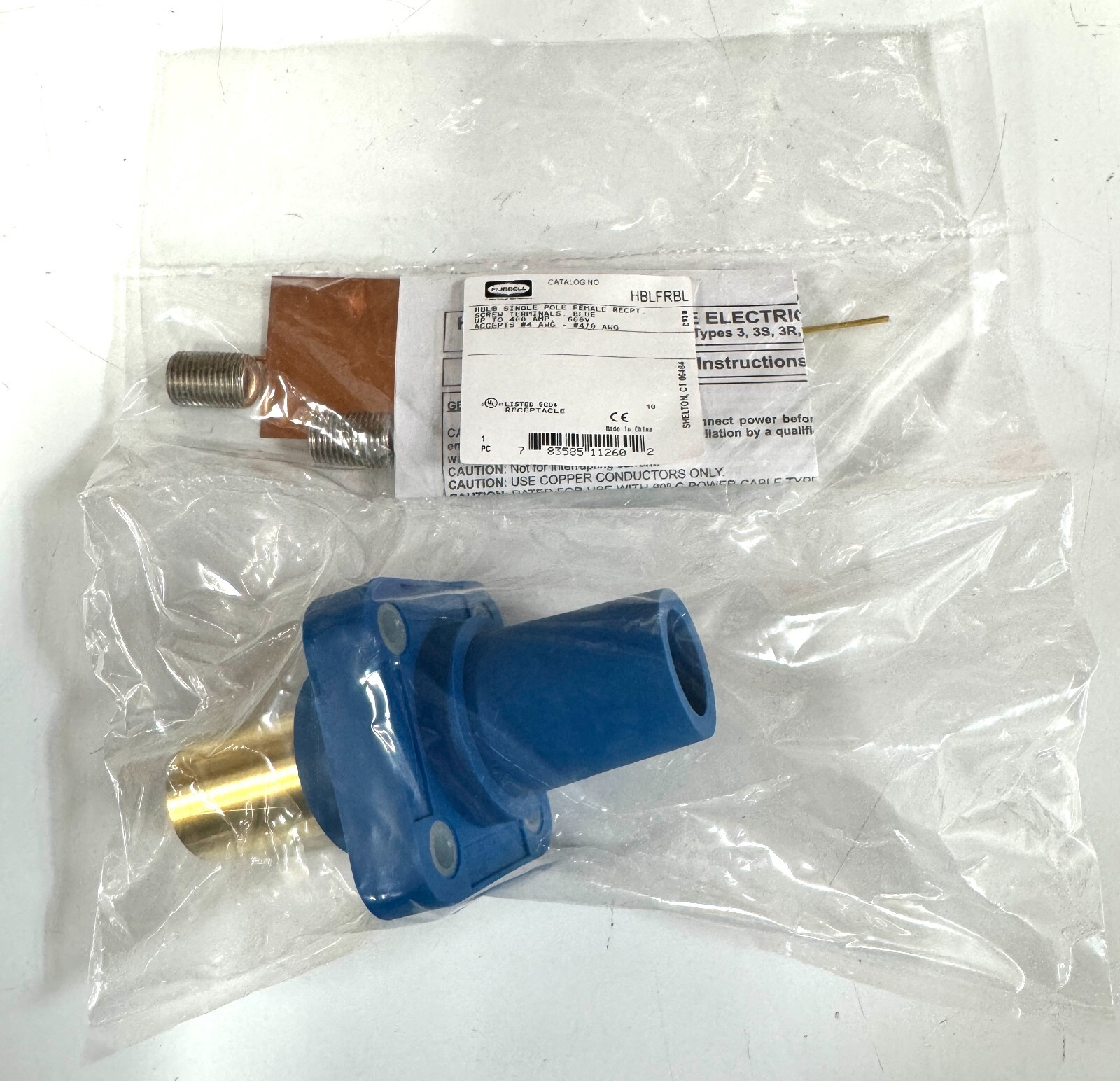 Hubbell SERIES 16 SINGLE POLE DEVICE (CAMLOCK) HBLFRBL STR Female Recept BLUE