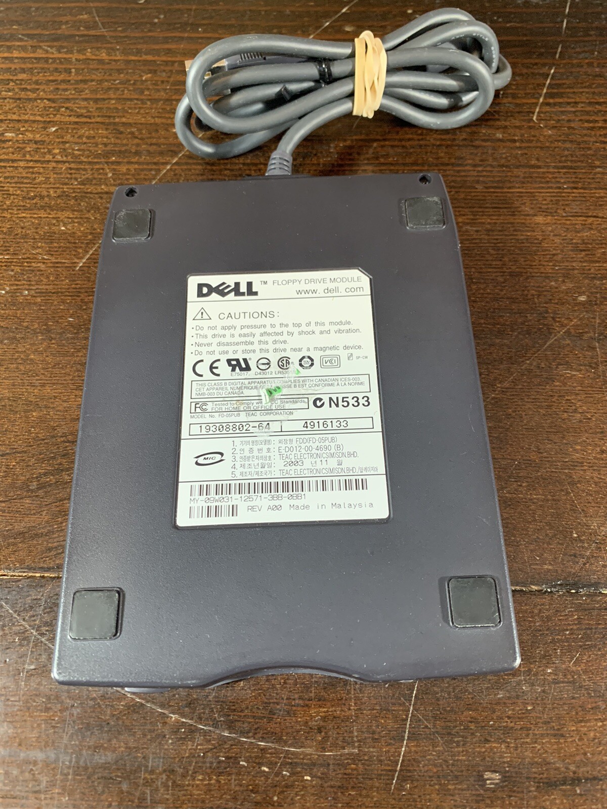Dell 3.5" Floppy Drive Module Model: FD-05PUB External USB Untested