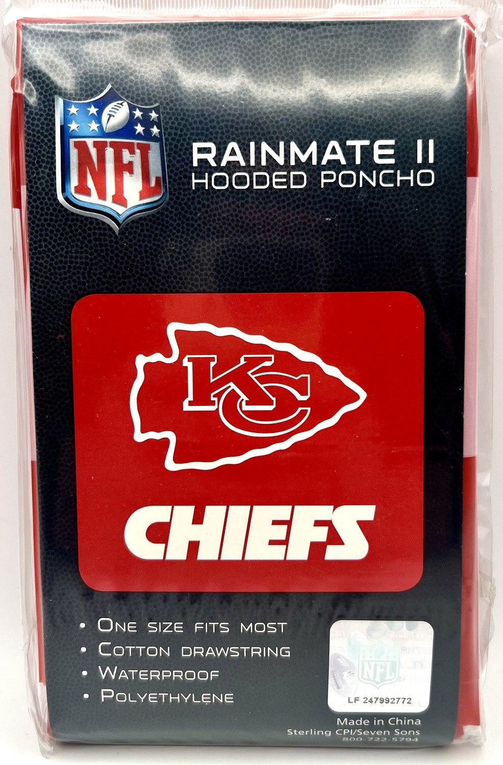 Kansas City Chiefs Rainmate II Poncho NFL Football Fancy Dress Costume Accessory