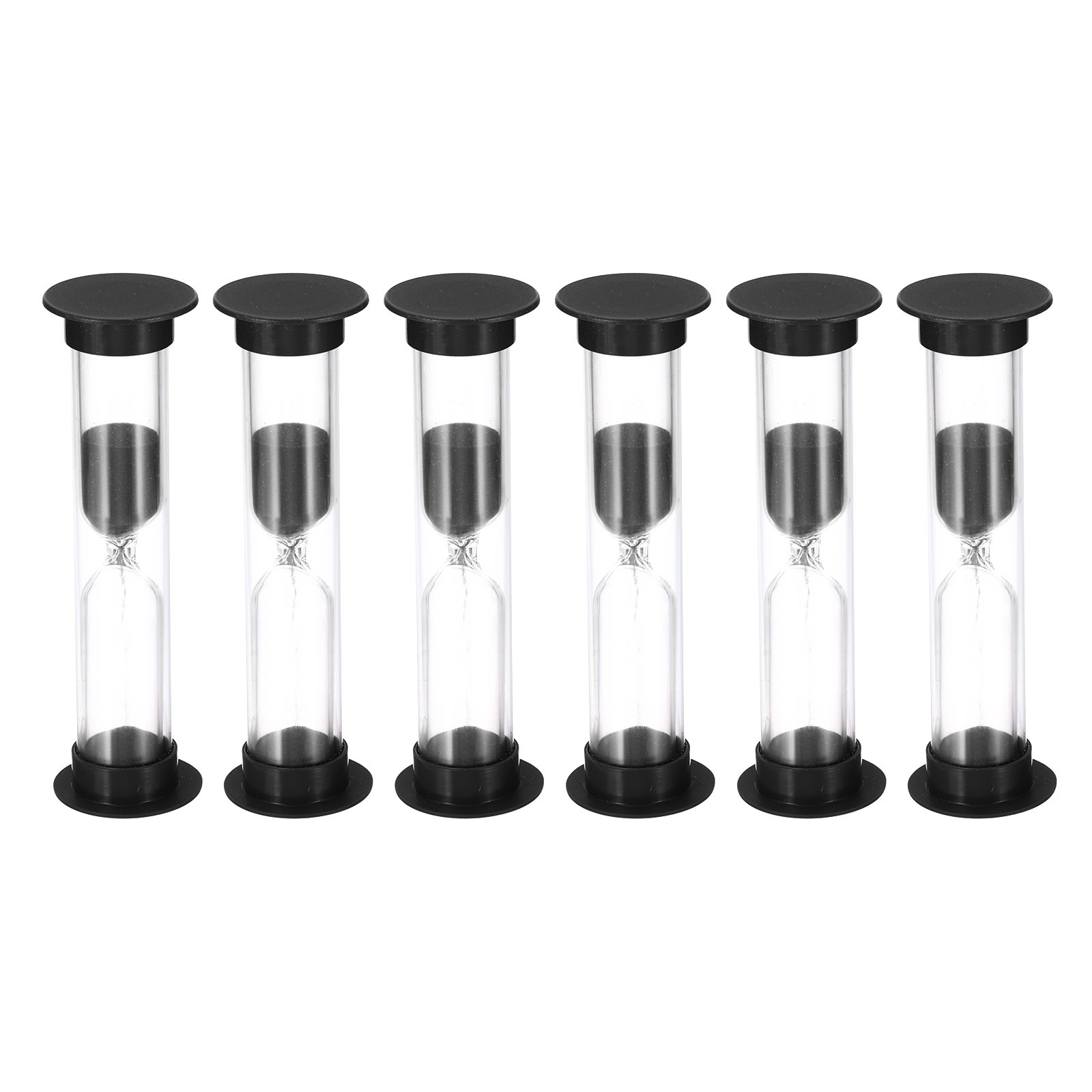 2 Minute Sand Timer, 6Pcs Small Sandy Clock, Count Down Sand Glass Black