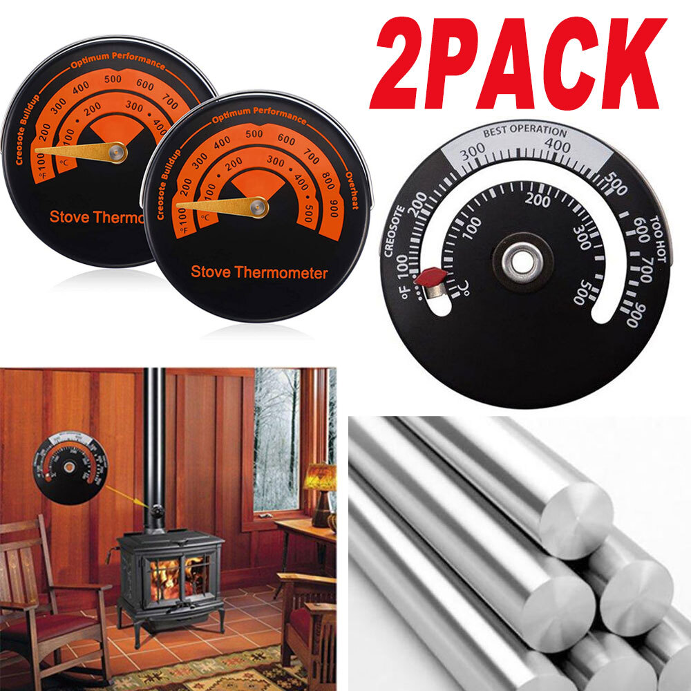 2* Magnetic Wood Stove Flue Pipe Thermometer Burner Temperature Magnesium Mg Rod
