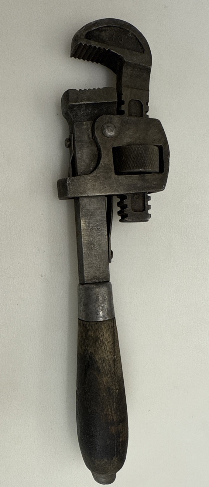 Vintage Stillson  10" Inch Pipe Wrench By Oswego Tool Co With Wood Handle USA