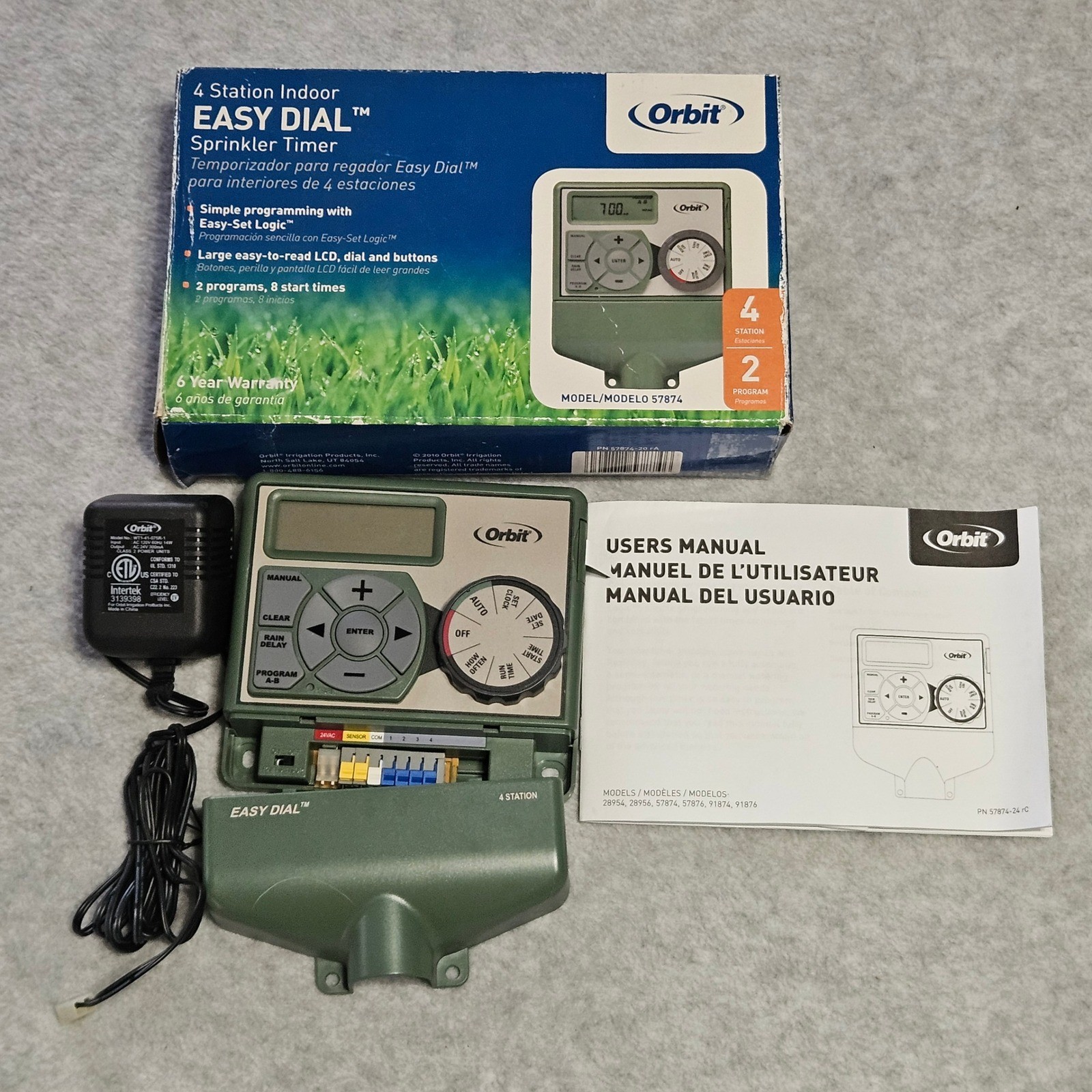 Orbit Easy Dial 4 Station Indoor Sprinkler Timer Controller Model 57874 Green