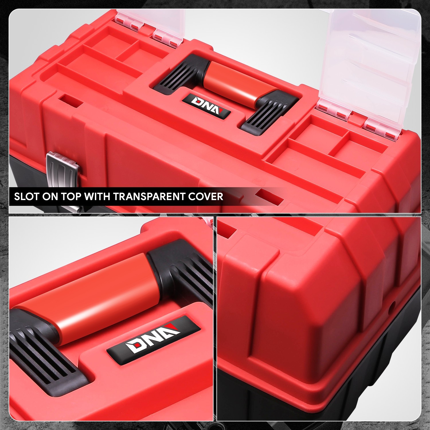 17" 3-Tier Tray Multi-Function Foldable Tool Box Workshop Garage Organize Red