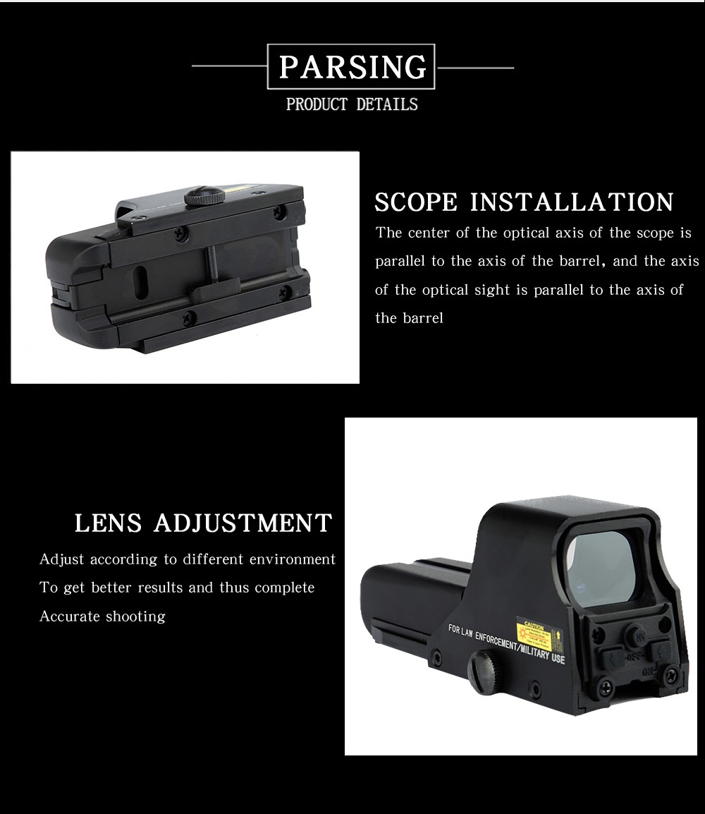 ANS Tactical Holographic Reflex Sight Red Green Dot Light Adjustable AA Battery
