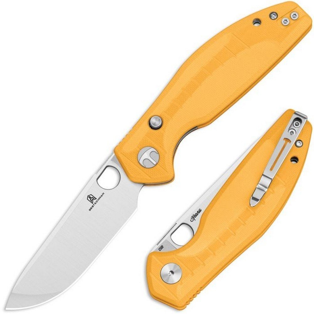 Bestech Knives Bestechman Angry Folding Steel Blade Yellow G10 Handle - BMK12A-1