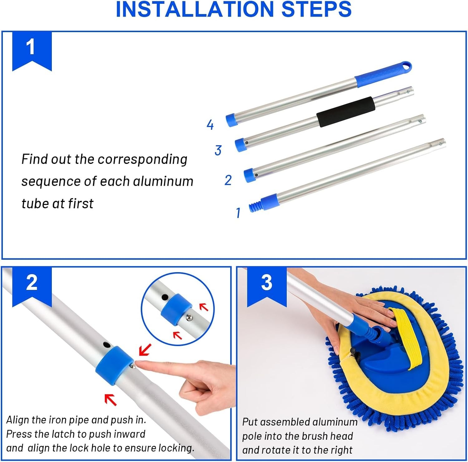 Comprehensive Car Care Kit - Adjustable 62" Mop Brush & Extra Microfiber Head