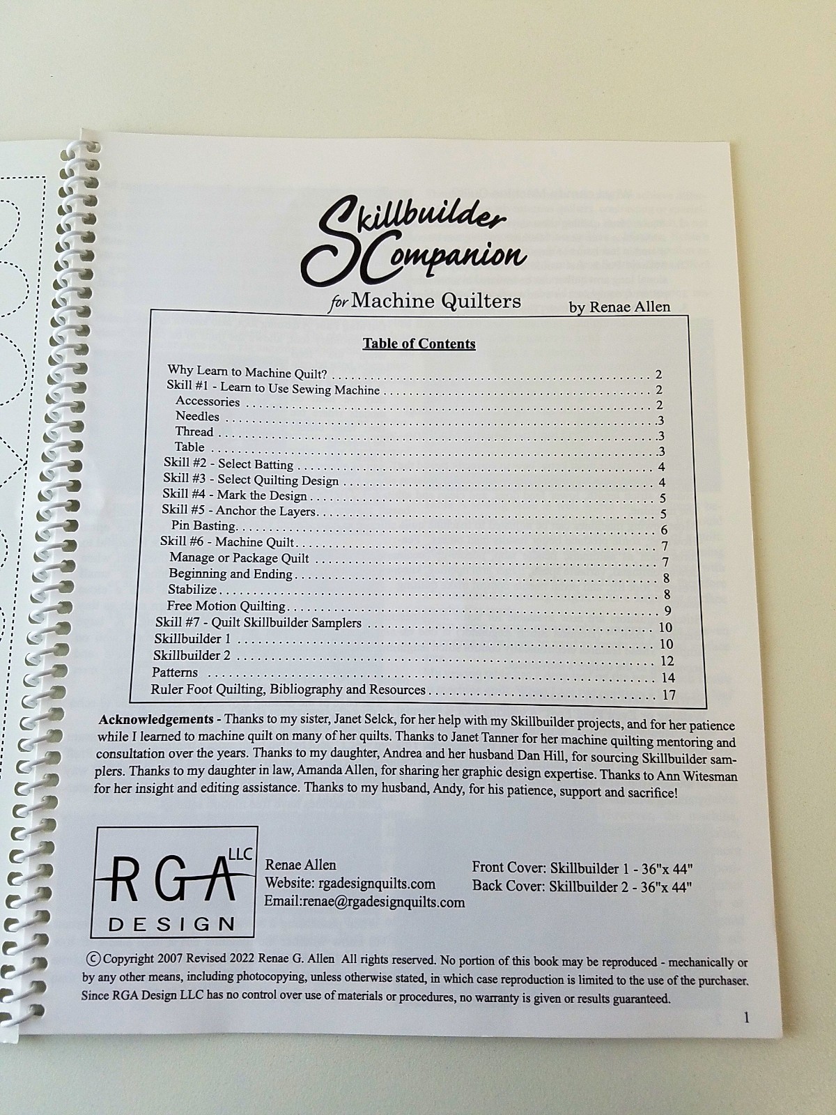 Renae Allen Skillbuilder Companion Machine Quilting +Practice Panels 1 & 2 +more