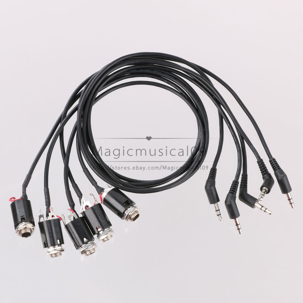 5P Guitar End pin Jack 6.35MM Input 3.5MM Output Plug Cable for Acoustic Guitar