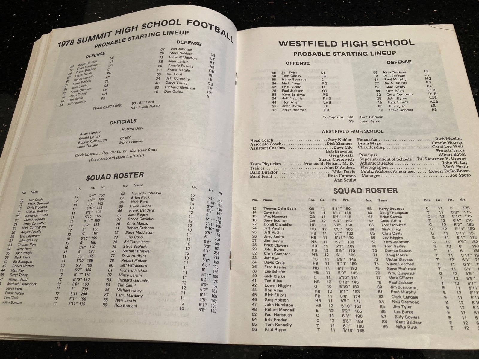 Summit High School Football Program September 23, 1978