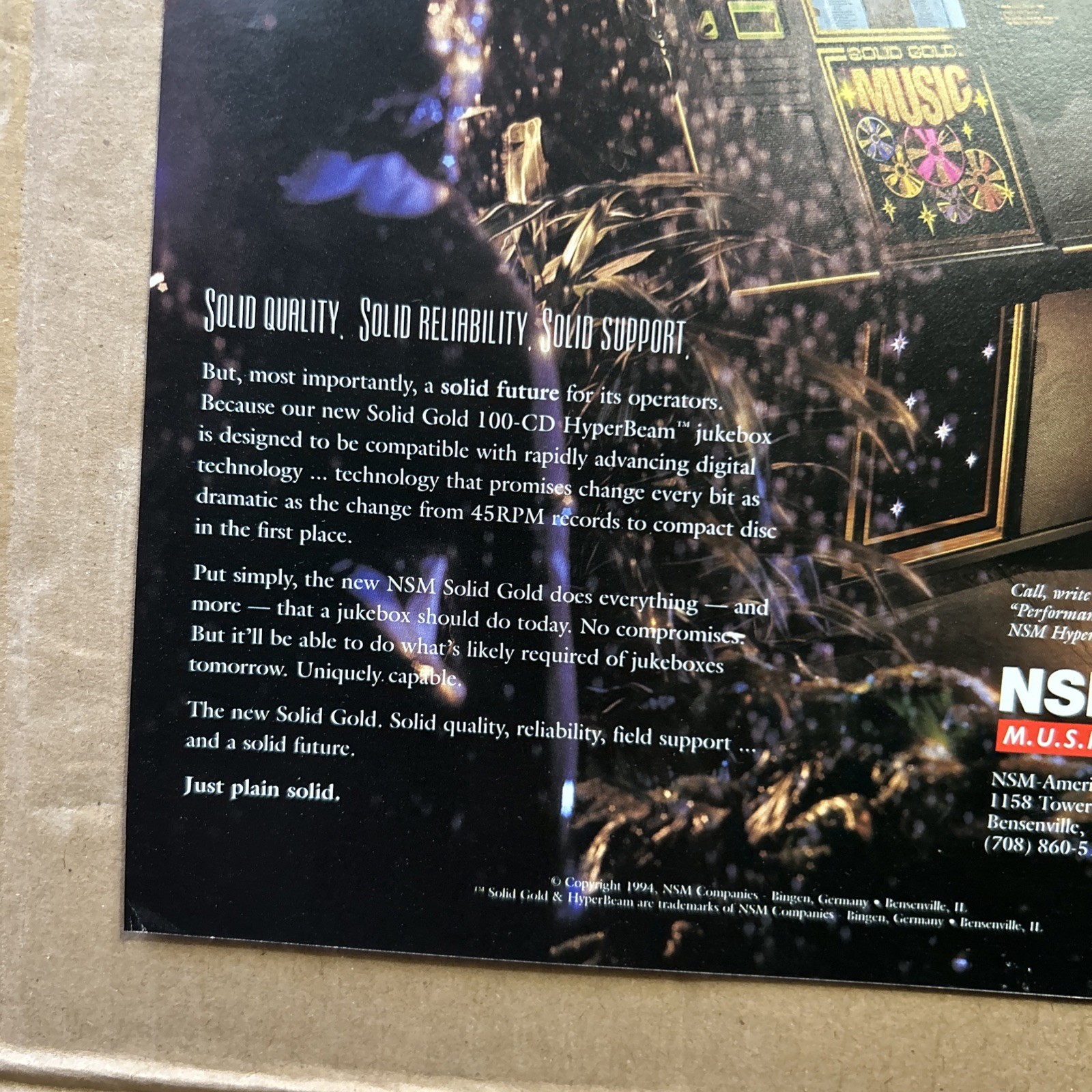 original ad Jukebox Nsm Solid Gold 1995 Ad FLYER