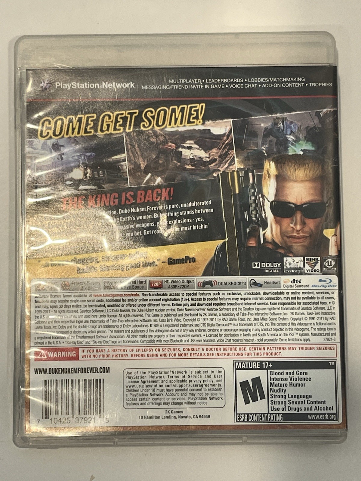 Duke Nukem Forever (Sony PlayStation 3, 2011) Case And Inserts Only