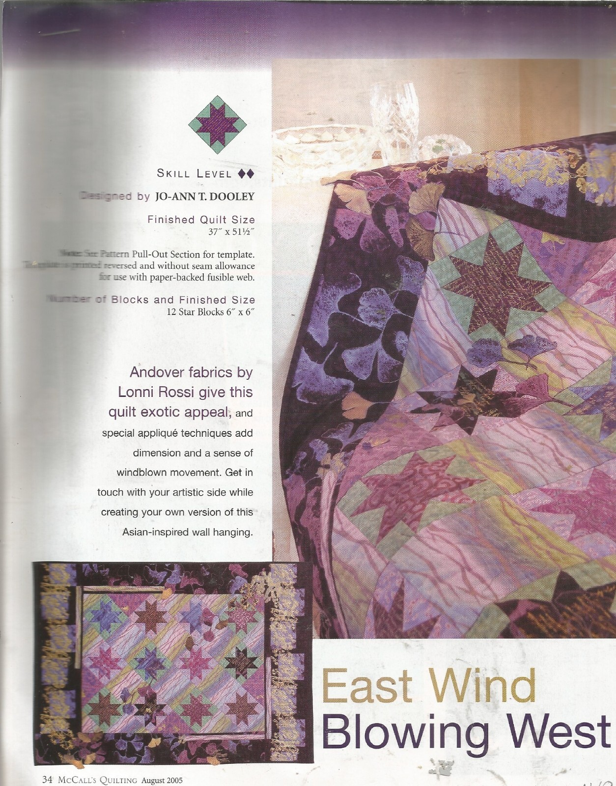 C0391  EAST WING BLOWING WEST   QUILT PATTERN/INSTRUCTIONS