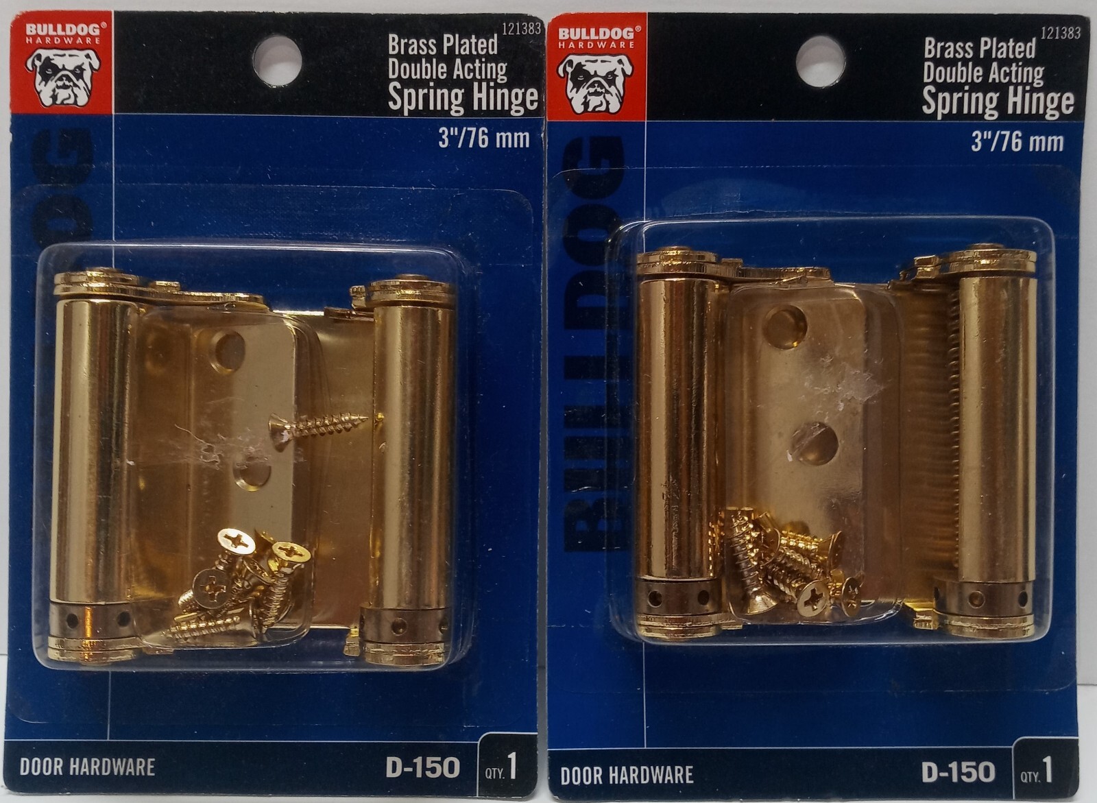 Lot of 2 Bulldog Hardware Brass Plated Double Acting Spring Hinge 3''........2DO