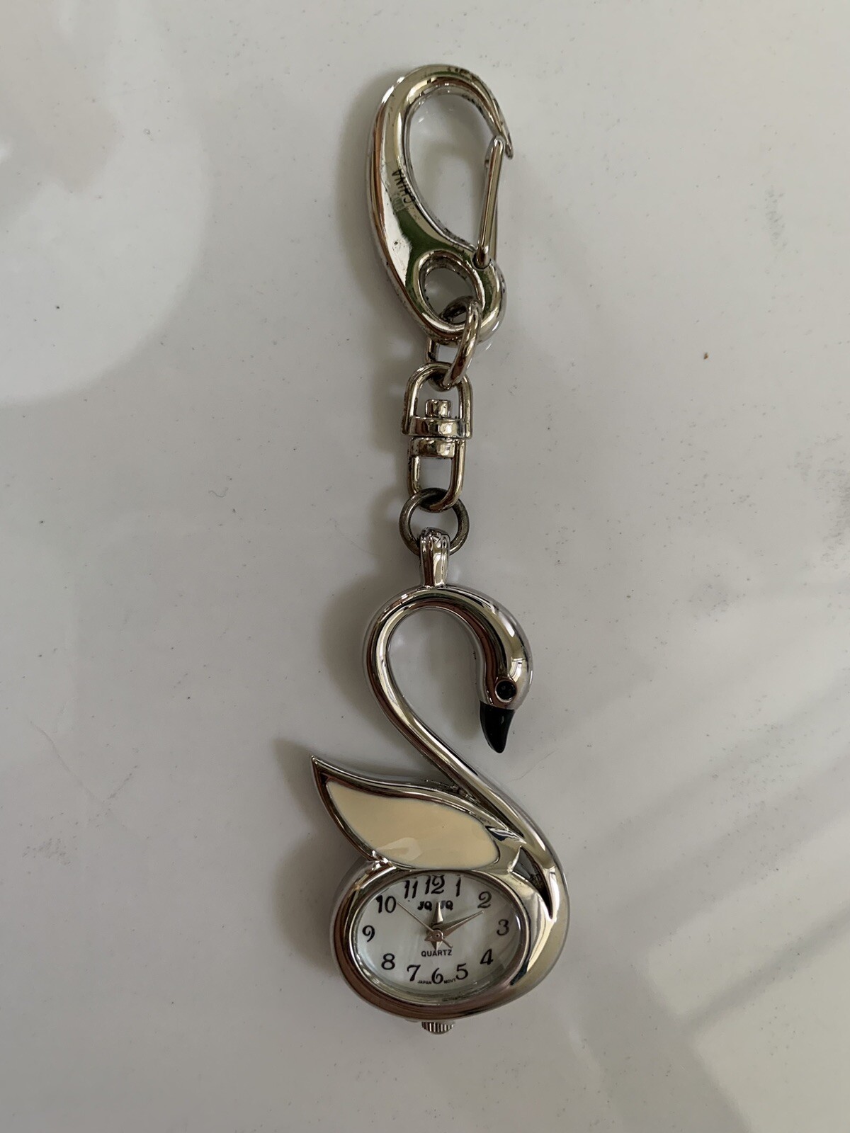 NEW JQ-JQ Watch Keychain Silver Swan Beige Wing