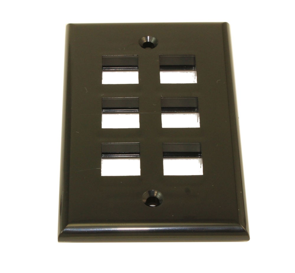 Wallplate: Keystone  6 Hole - Black