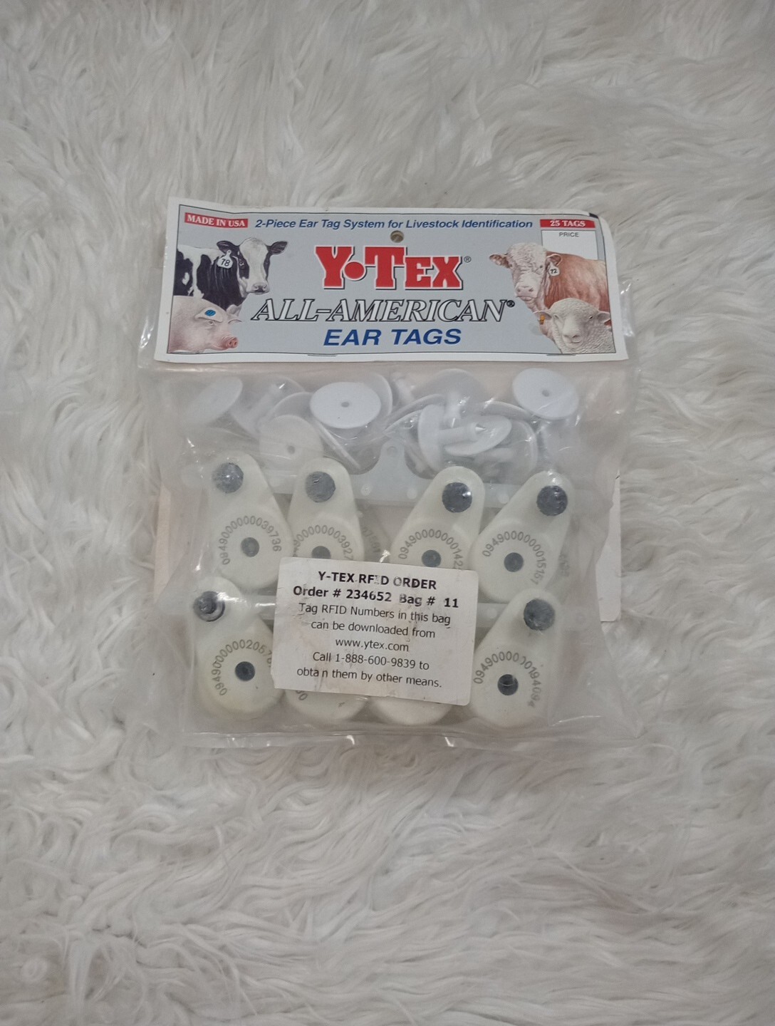 Y-Tex Cattle Ear Tag system 3 Star Blank 2-Piece White All American Livestock