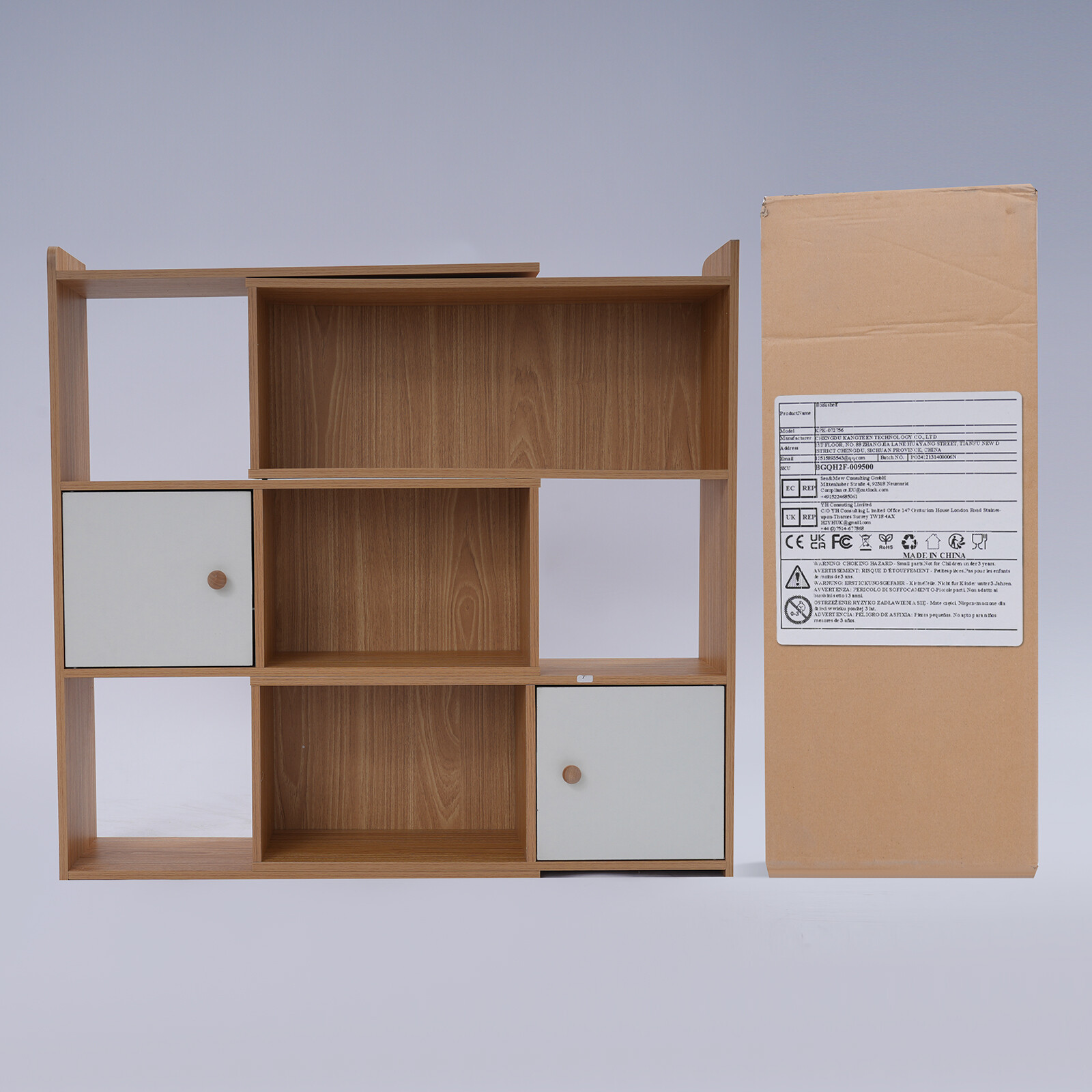 3-tier Bookshelf Stretchable Bookcase Modern Log Color Bookshelf For Home Office