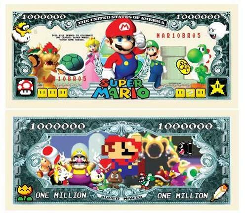 100 Pack Super Mario Bros Money Collectible Nintendo 1 Million Dollar Banknotes