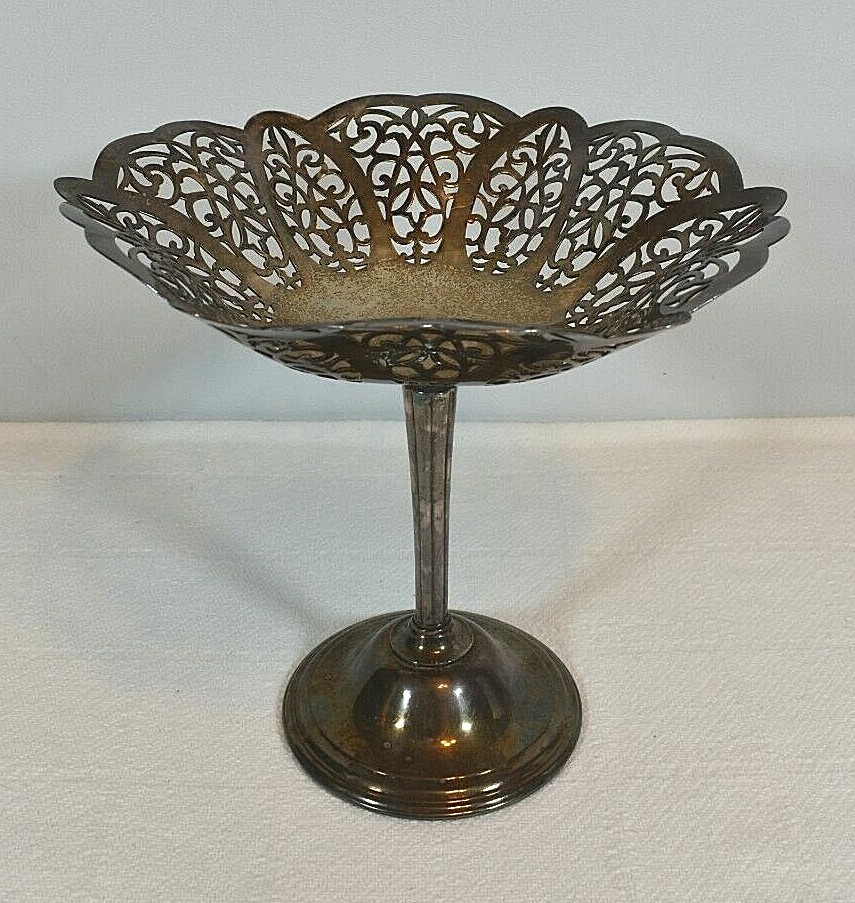 Vintage Silver-Plated "Lovelace" Pedestal Candy Dish by International Silver Co.