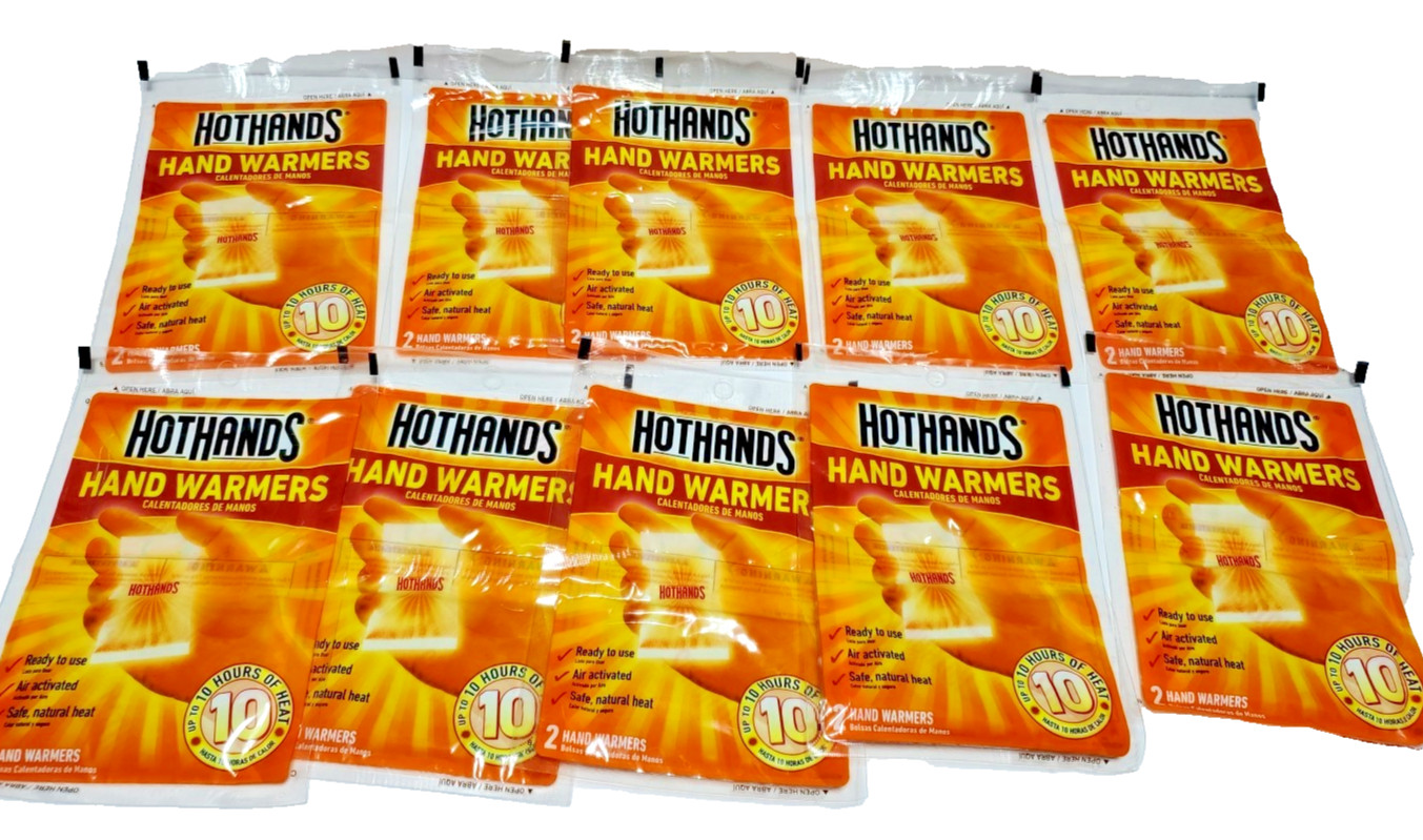 Lot of 10 Pairs  Hot Hands Hand Warmers Odorless Air Activated 10 Hours 4/2027