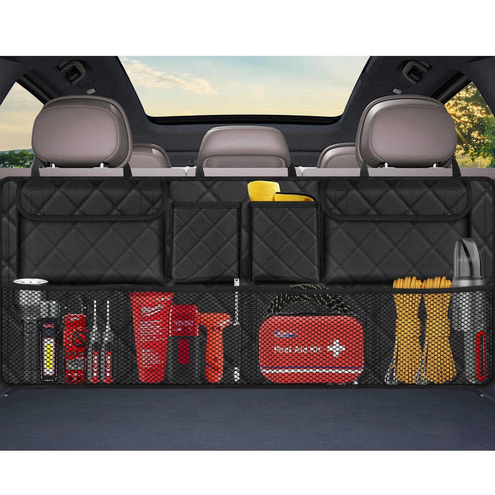 Femuar Car Trunk Organizer, Large Capacity Backseat Trunk Organizer (42"*18")...