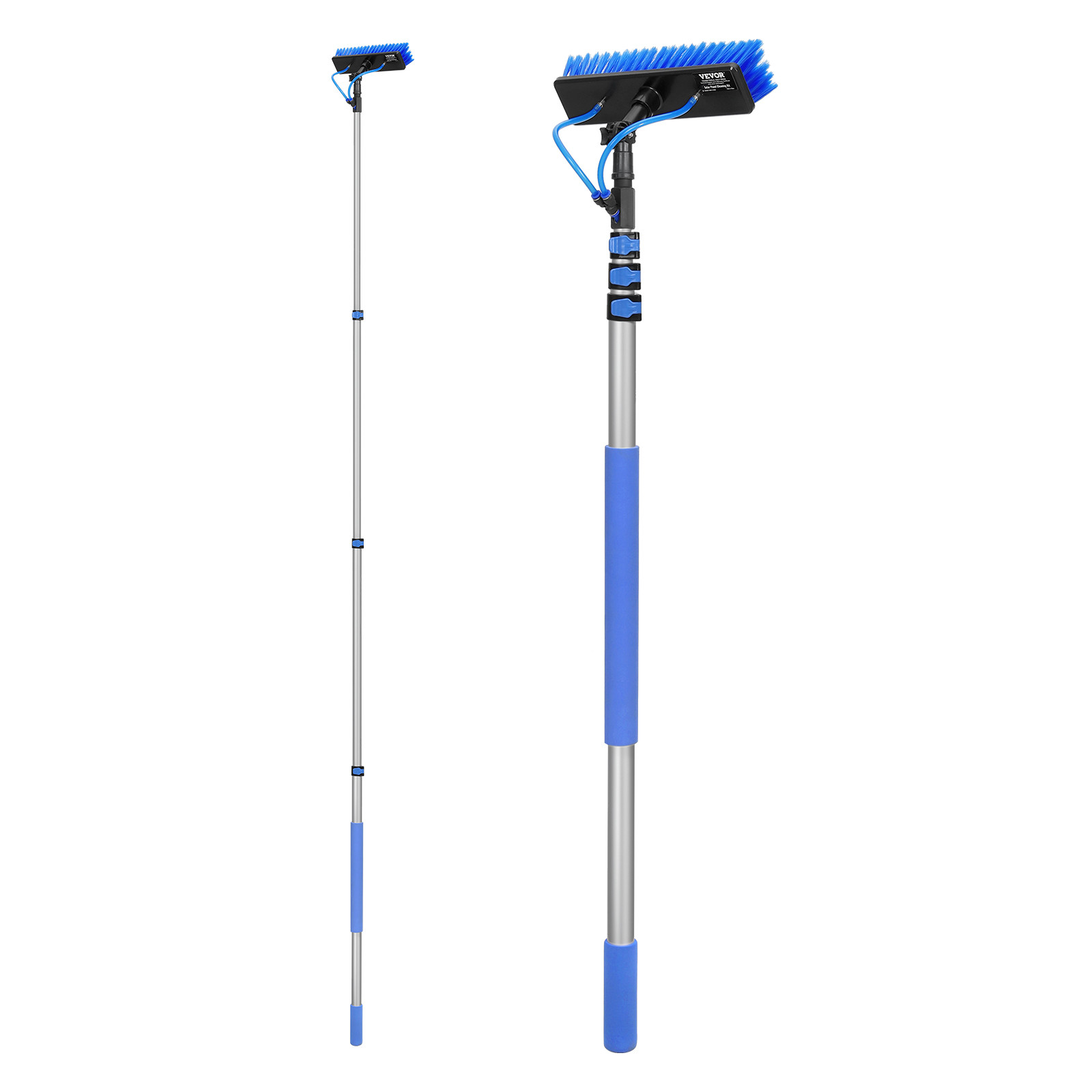 Water Fed Pole Kit 12FT Solar Panel Cleaning Pole 180° Rotatable Brush Head