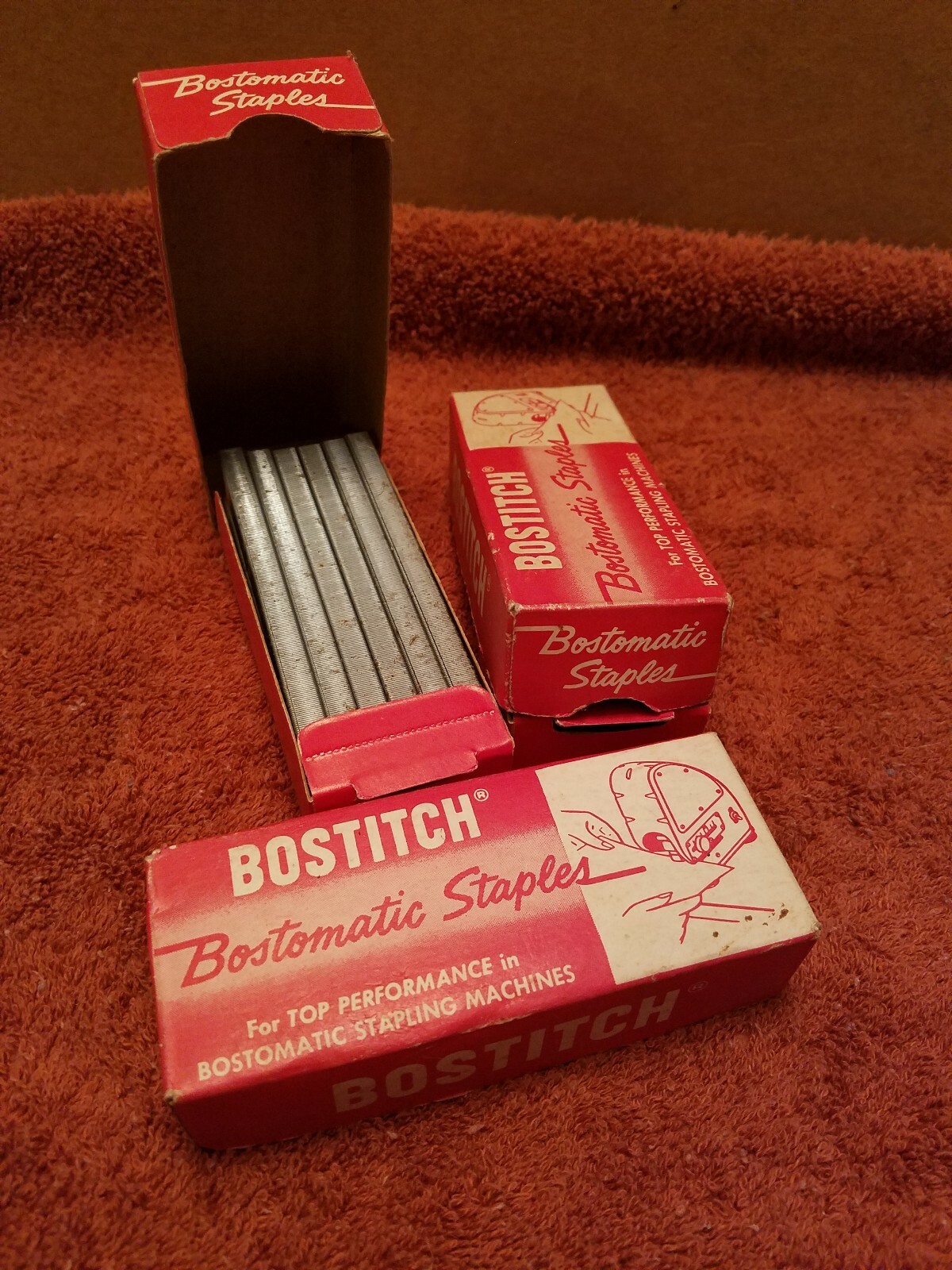 Lot 3 Boxes New NOS Vintage BOSTITCH BOSTOMATIC STAPLES