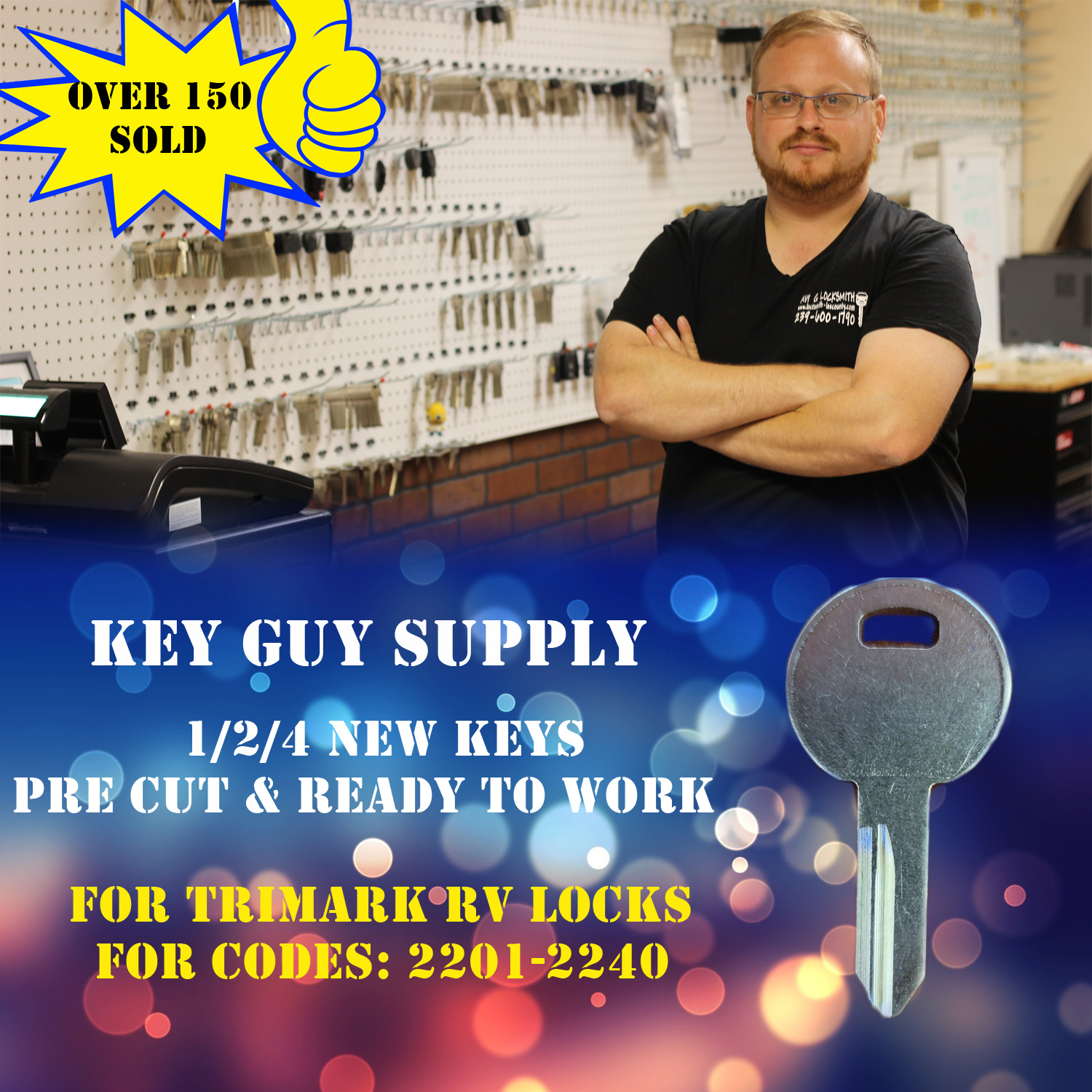 2201-2240. Replacment keys for Trimark RV locks.cut to code, Licensed Locksmith.