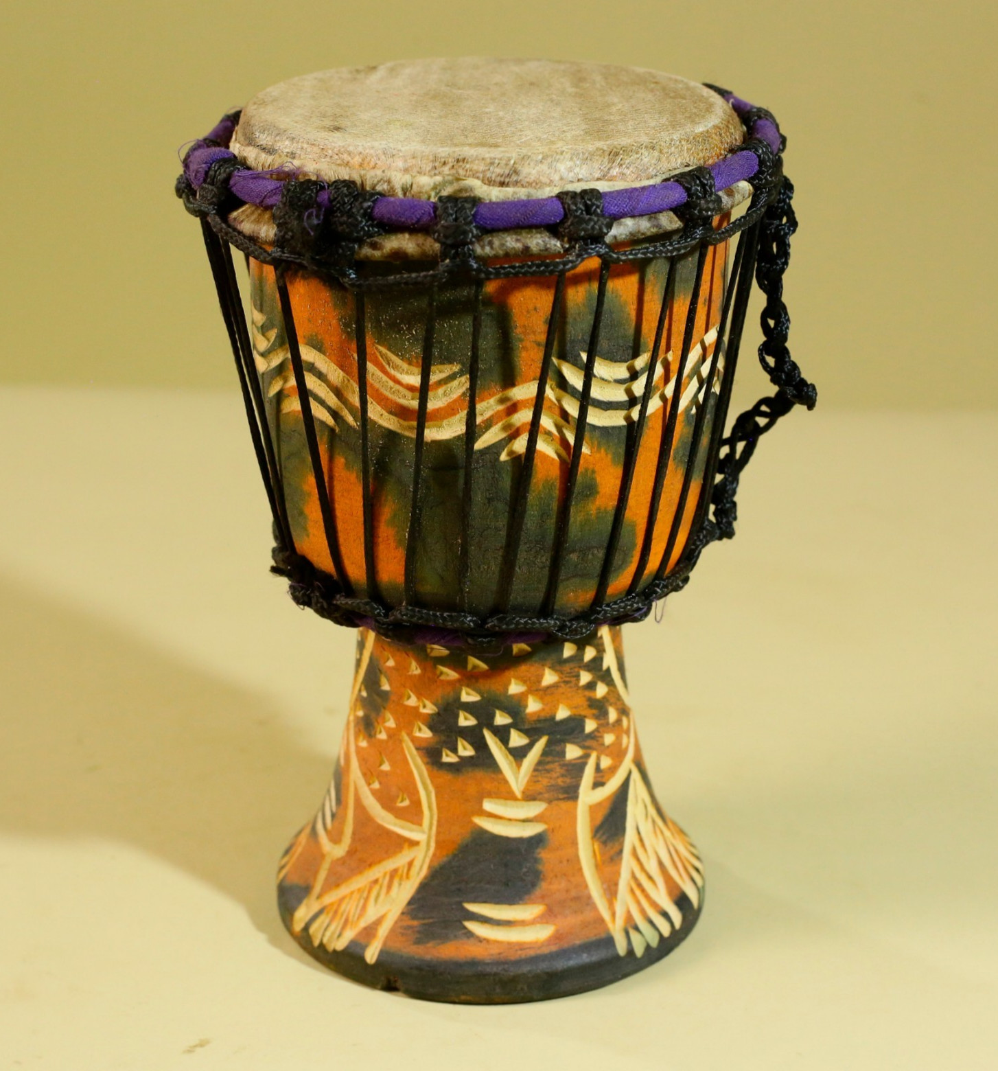 African Djembe Drum Hand Carved Wood Rope Tuned Percussion Instrument -G6454