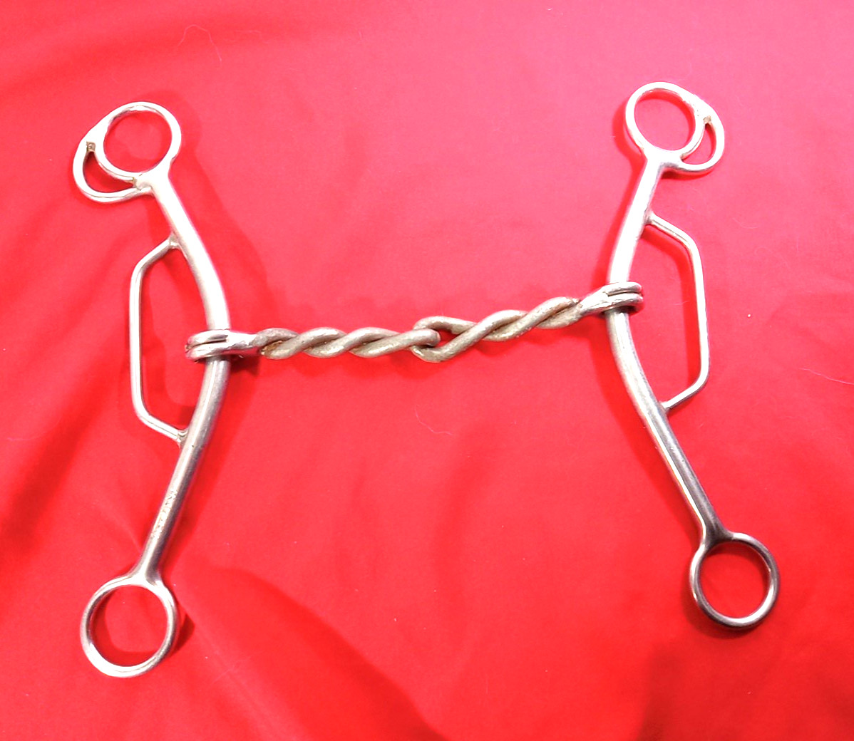 Vtg Trammell Stainless Snaffle Horse Bit 5 .5" Steel Twisted Wire Gymkhana Gag