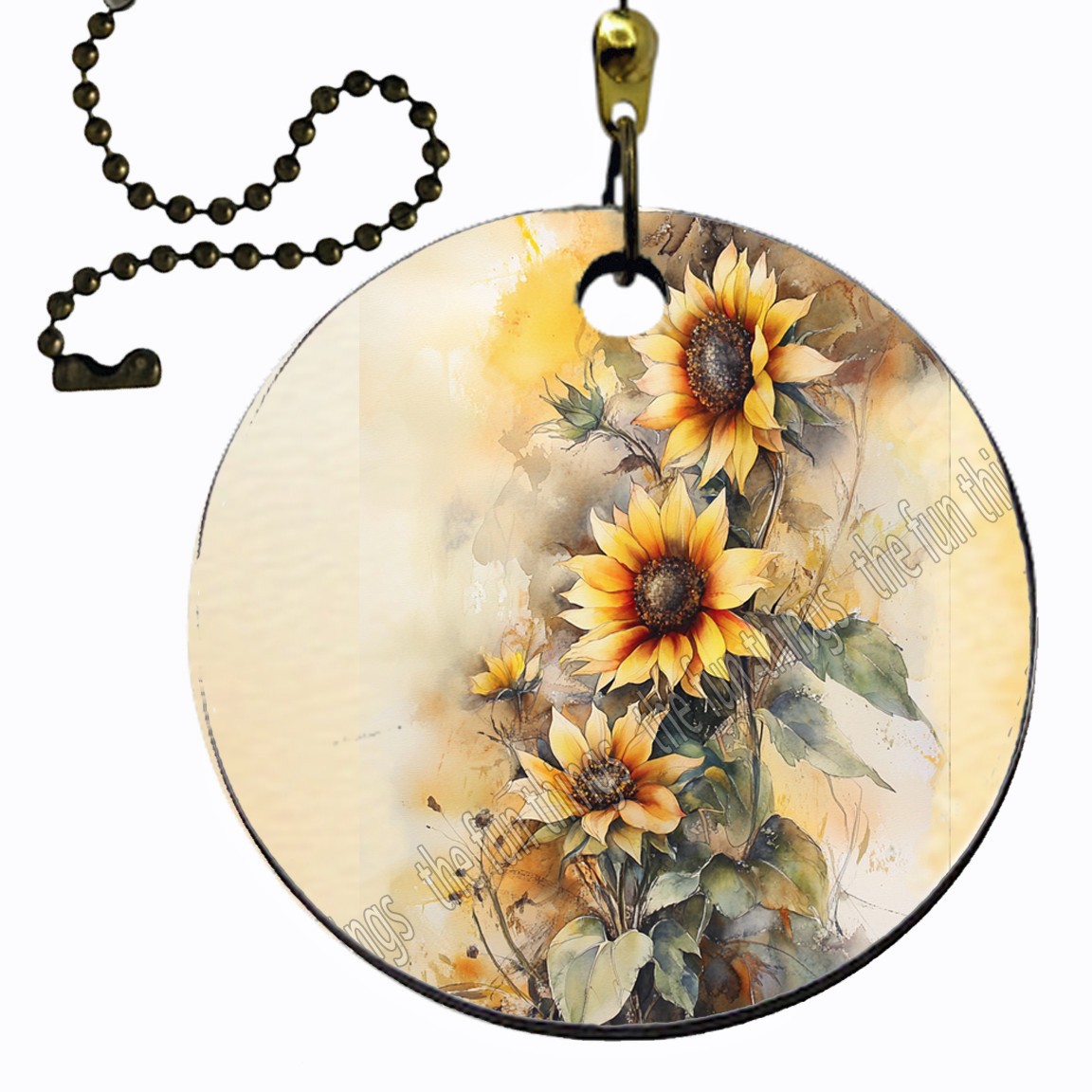 Botanical Allure Sunflowers 2-Sided Ceiling Fan Lighting Pull Chain Extension 6"