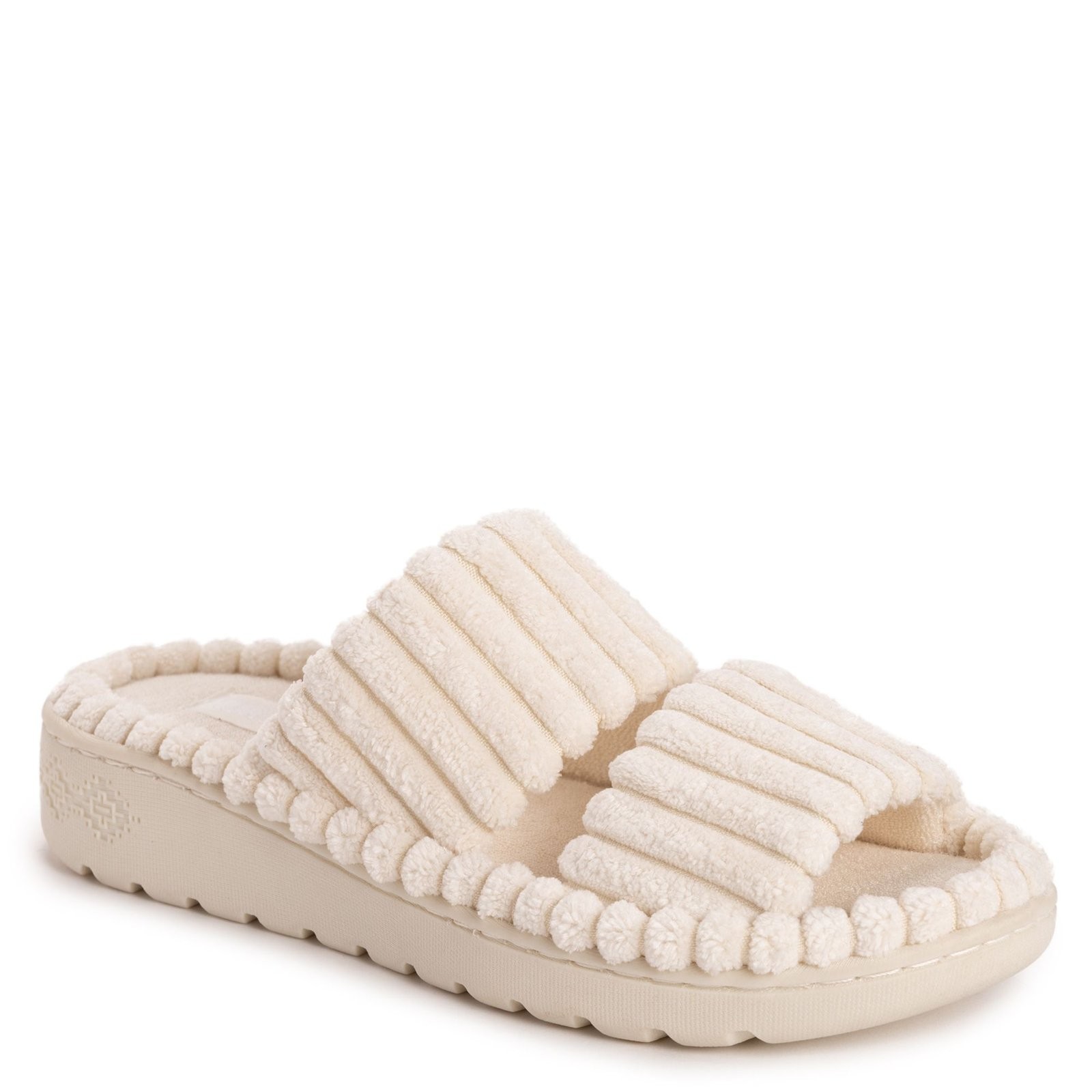 MUK LUKS Double Strap Slide-Cloud Ribbed Terry Women's Slipper